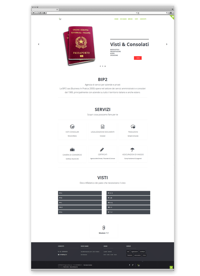 home page sito web agenzia bip2
